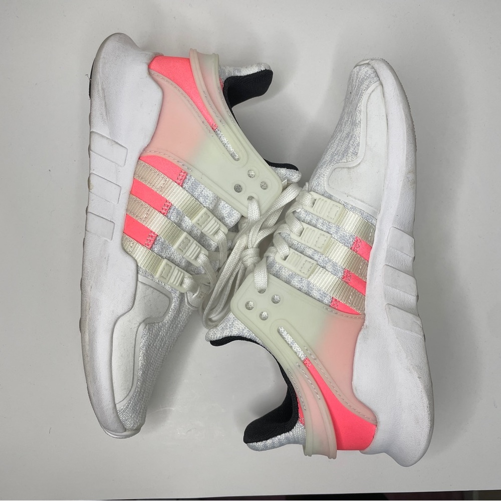 Adidas EQT Kids Shoes Size 3.5 Coral, Grey, White, Used/Slightly Worn